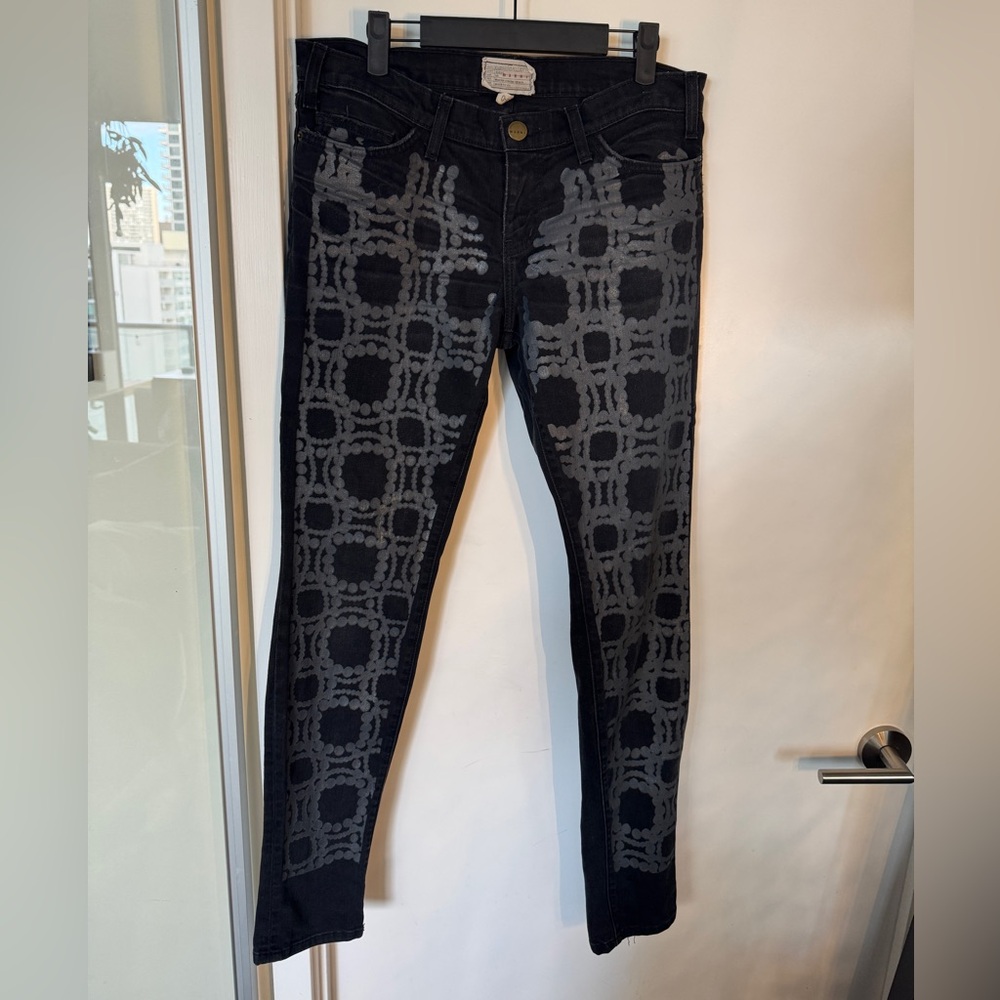 Marni X Current Elliott Night Wash Pearl Print Denim Jeans